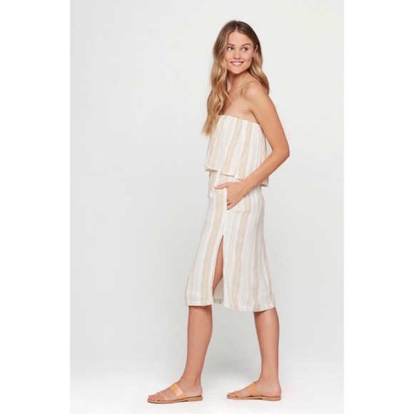L*Space Day Dreamer Strapless Midi Dress in Sunsational Stripe Boho Beach XS - Picture 2 of 16